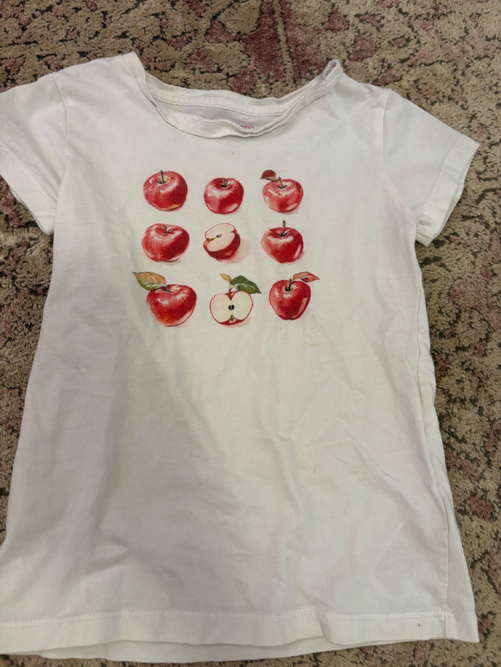 Crewcuts White Tee with Red Apple Print